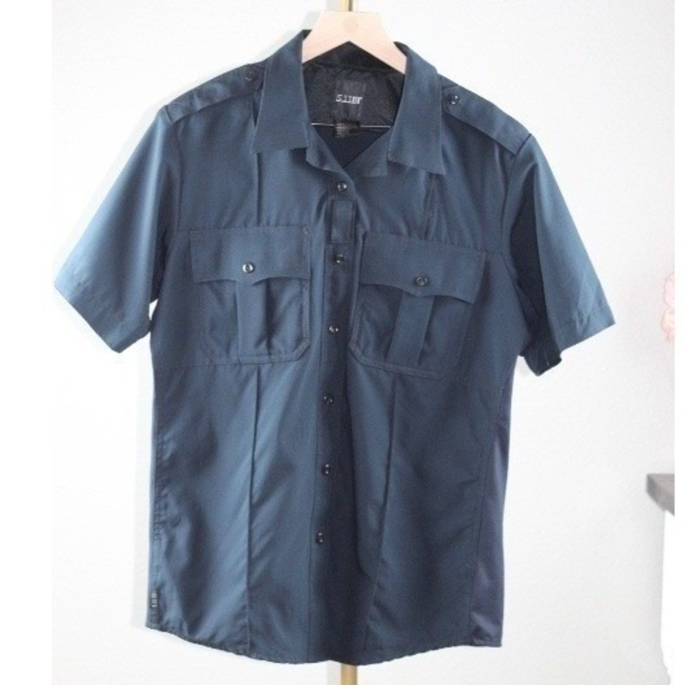 5.11 Tactical Mens Medium Blue Short Sleeve Ripstop Uniform Shirt PDU Class B